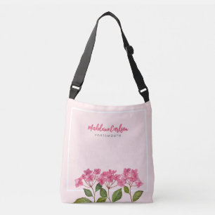 Waterverf Roze Hydrangea Lacecaps Illustratie Crossbody Tas