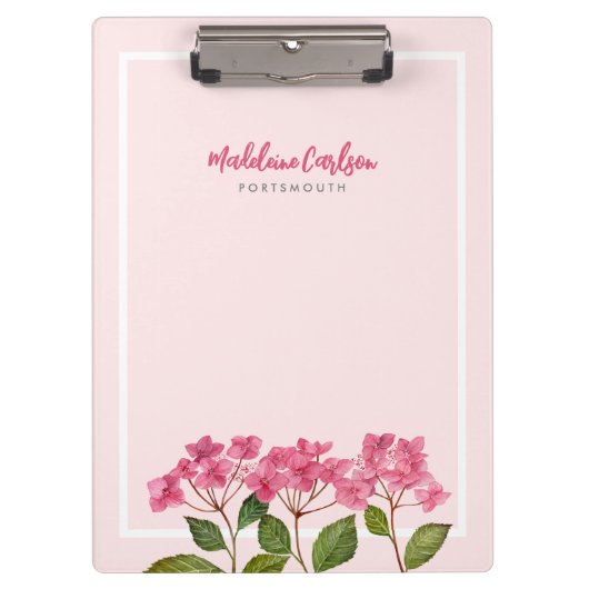 Waterverf Roze Hydrangea Lacecaps Illustratie Klembord (Voorkant)