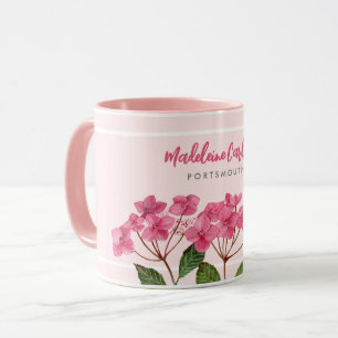Waterverf Roze Hydrangea Lacecaps Illustratie Mok