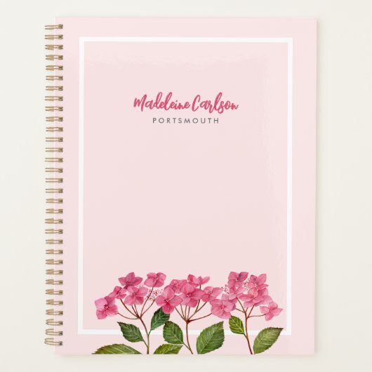 Waterverf Roze Hydrangea Lacecaps Illustratie Planner (Voorkant)