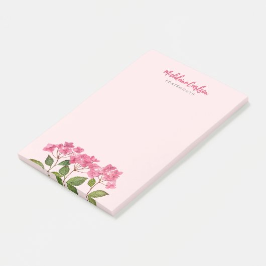 Waterverf Roze Hydrangea Lacecaps Illustratie Post-it® Notes (Schuin)