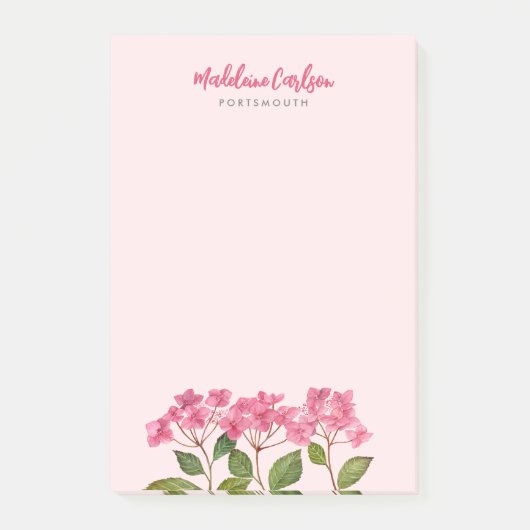 Waterverf Roze Hydrangea Lacecaps Illustratie Post-it® Notes (Voorkant)
