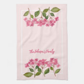 Waterverf Roze Hydrangea Lacecaps Illustratie Theedoek (Verticaal)