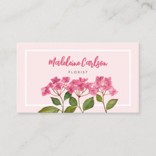 Waterverf Roze Hydrangea Lacecaps Illustratie Visitekaartje