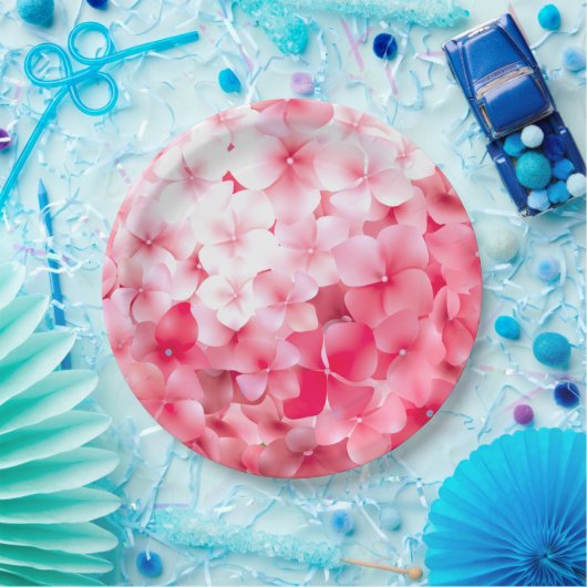 Waterverf Roze Hydrangea Papieren Bordje (Feest)