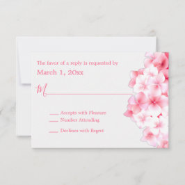 Waterverf Roze Hydrangea RSVP Kaartje