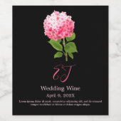 Waterverf Roze Hydrangea Wijn Etiket (Enkel label)