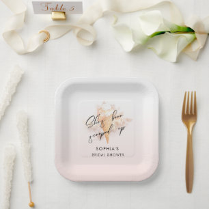 Waterverf Roze Ijs Bridal Shower Papieren Bordje