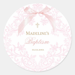 waterverf roze kam Baptism Ronde Sticker