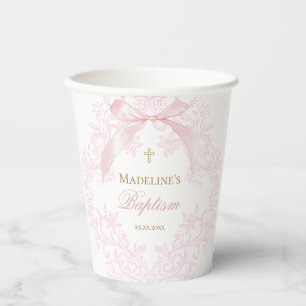 waterverf roze kam Doop Papieren Bekers