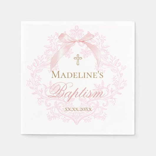 waterverf roze kam | doop servet (Voorkant)