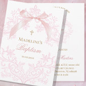 waterverf roze kam kleine boog Doop Kaart