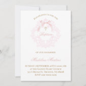 waterverf roze kam | uitnodiging tot doop (Voorkant)