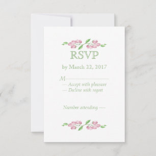Waterverf Roze Kersenbloesem Bloem RSVP Kaartje