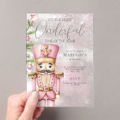 waterverf Roze Kerst Notenkraker 1e verjaardag Acryl Uitnodigingen (Insitu (Draagbaar))