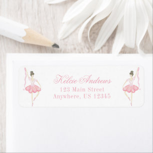 Waterverf Roze Kerstballerina Adres Etiket