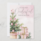 waterverf Roze Kerstboom 1e verjaardag Kaart (Achterkant)