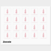 Waterverf Roze kerstboom Gift Stickers (Vel)