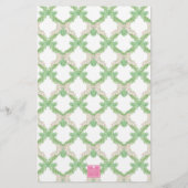 Waterverf Roze Kerstboom Monogram Crest Briefpapier (Achterkant)