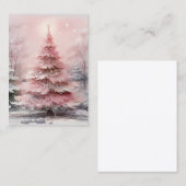 Waterverf Roze Kerstboom Scène Visitekaartje (Voorkant / Achterkant)