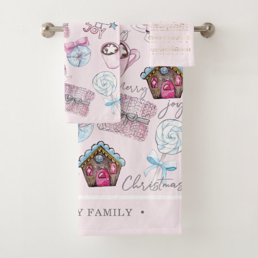 Waterverf Roze Kerstelementen Bad Handdoek (Insitu)