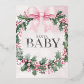 waterverf Roze Kerstman 1e geboortedag Folie Uitnodiging (Achterkant)