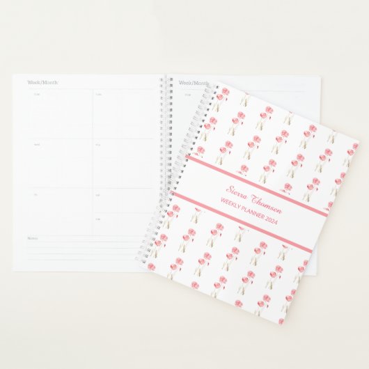 Waterverf Roze Klaprozen Bloemstuk Weekplanner Planner (Display)