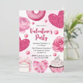 Waterverf Roze koekjes en behandelde Valentijnse p Kaart (Staand voorkant)