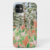 Waterverf roze koraal bloemenweide op de berg Case-Mate iPhone case (Achterkant)