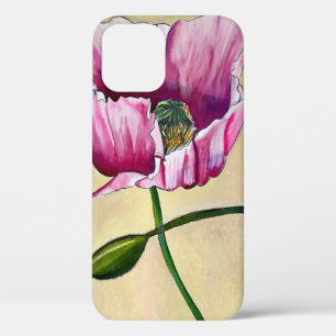 Waterverf roze kunstbloem iPhone 12 hoesje