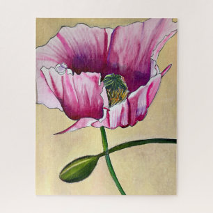 Waterverf roze kunstbloem legpuzzel
