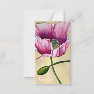 Waterverf roze kunstbloem notitiekaartje