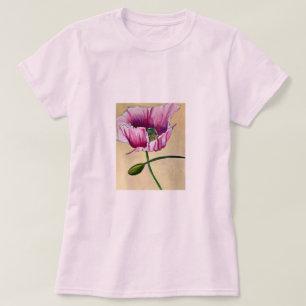 Waterverf roze kunstbloem t-shirt