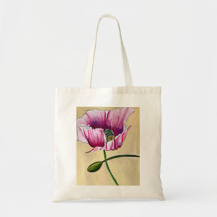 Waterverf roze kunstbloem tote bag