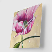 Waterverf roze kunstbloem vierkante klok (Hoek)