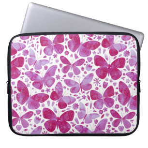Waterverf Roze Laptophoes Vlinder Laptop Sleeve