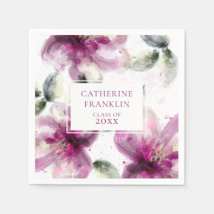 Waterverf Roze Lelie Bloemen Verjaardagsfeest Afst Servet