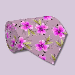 Waterverf roze lelie bloemendonkroze halsdoek stropdas