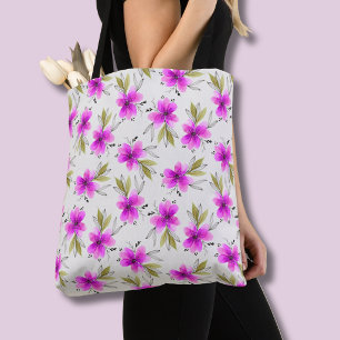 Waterverf roze lelie bloemmotief draagtas