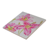 Waterverf Roze Lily Flower Floral Ceramic Tile Tegeltje (Zijkant)