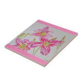 Waterverf Roze Lily Flower Floral Ceramic Tile Tegeltje (Zijkant)