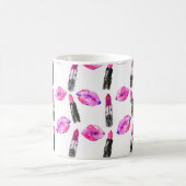 Waterverf roze lippen lippenstiftekenvorming koffiemok (Center)