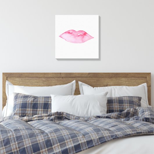 Waterverf roze lippen maken make-up canvas afdruk (Insitu (Slaapkamer))