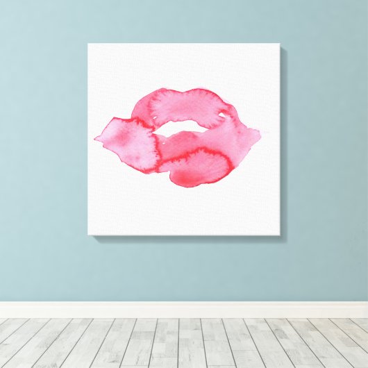 Waterverf roze lippen maken make-up canvas afdruk (Insitu (Houten vloer))