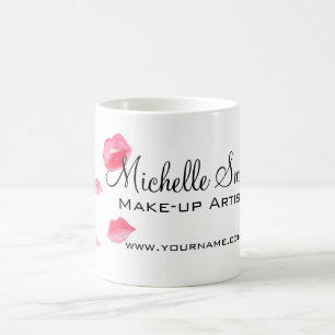 Waterverf roze lippen maken make-up koffiemok