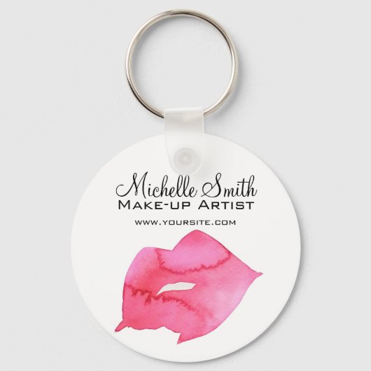Waterverf roze lippen maken make-up sleutelhanger (Voorkant)