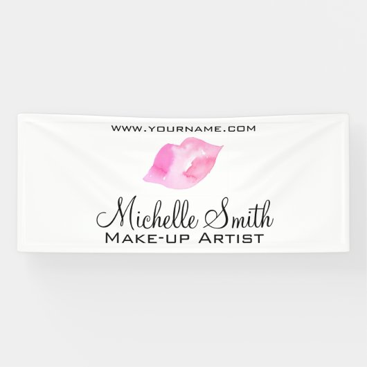 Waterverf roze lippen maken make-up spandoek (Horizontaal)