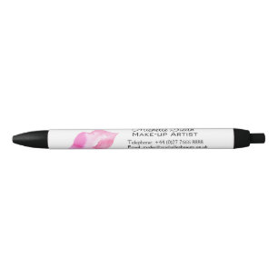 Waterverf roze lippen maken make-up zwarte inkt pen