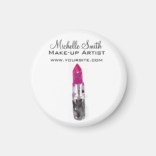 Waterverf roze lippenstift make-up branding magneet (Voorkant)
