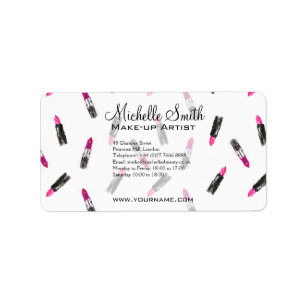 Waterverf roze lippenstift patroon make-up brandin etiket